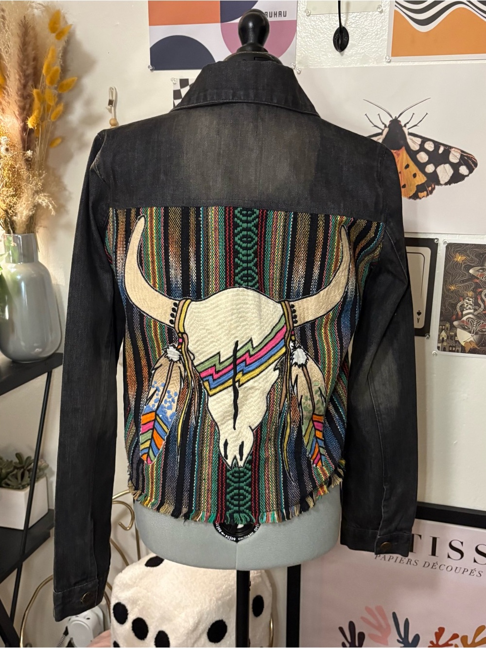 Judith March Black Denim Patchwork Jacket – Size M